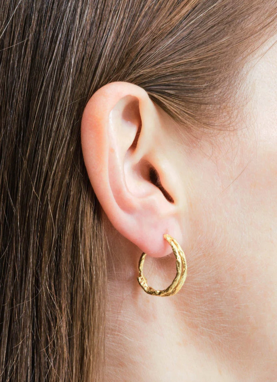 Wouters & Hendrix - Double Branch Hoop Earrings in Gold