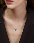 Wouters + Hendrix - Necklace with Heart-Shaped Garnet and Arrow Pendant in Gold