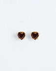 Wouters & Hendrix - Garnet Heart Stud Earrings in Gold