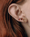 Wouters & Hendrix - Garnet Heart Stud Earrings in Gold