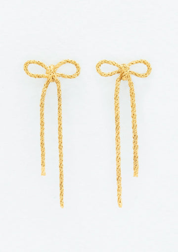 Wouters & Hendrix - Textured Earrings with Small Bow in Gold