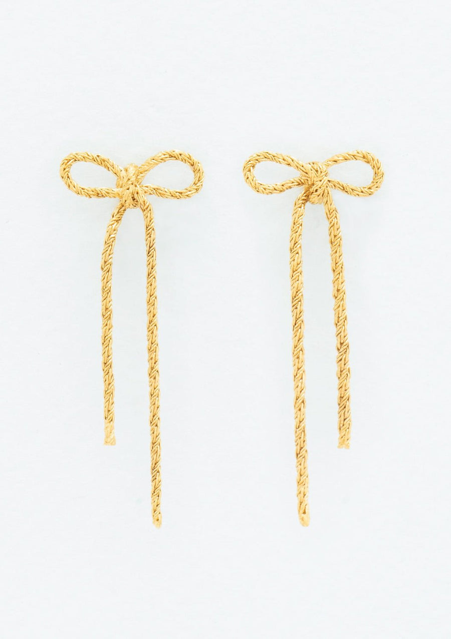 Wouters & Hendrix - Textured Earrings with Small Bow in Gold