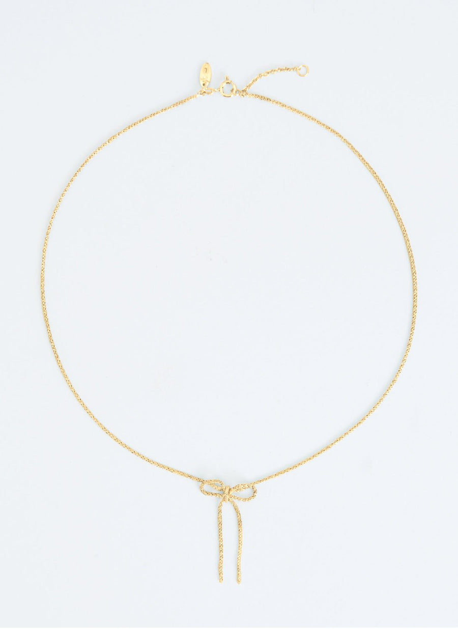 Wouters + Hendrix - Textured Necklace with Small Bow in Gold