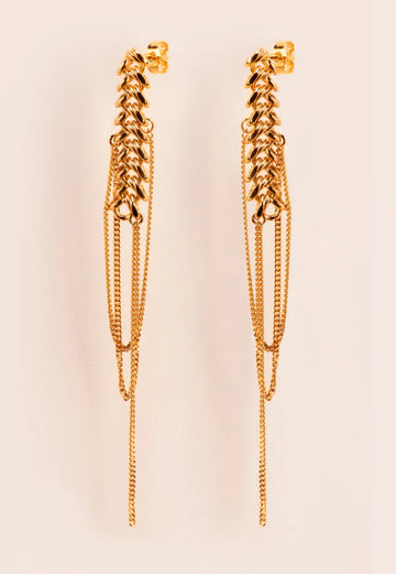 Wouters & Hendrix - Stud Earrings with Multi Chains in Gold