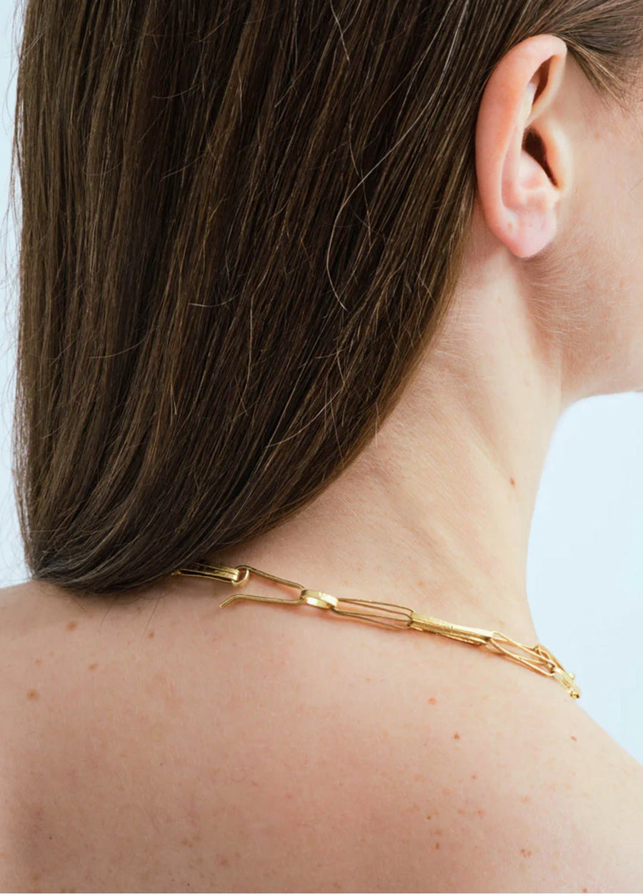 Wouters + Hendrix - Hammered Link Chain Necklace in Gold