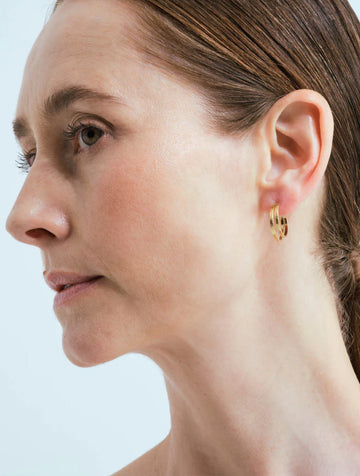 Wouters & Hendrix - Double Hammered Hoop Earrings in Gold