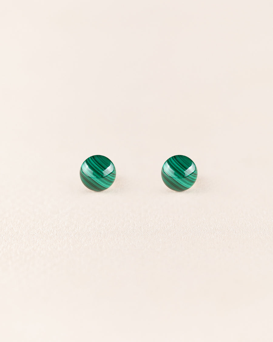 Wouters & Hendrix - Green Malachite Stud Earrings
