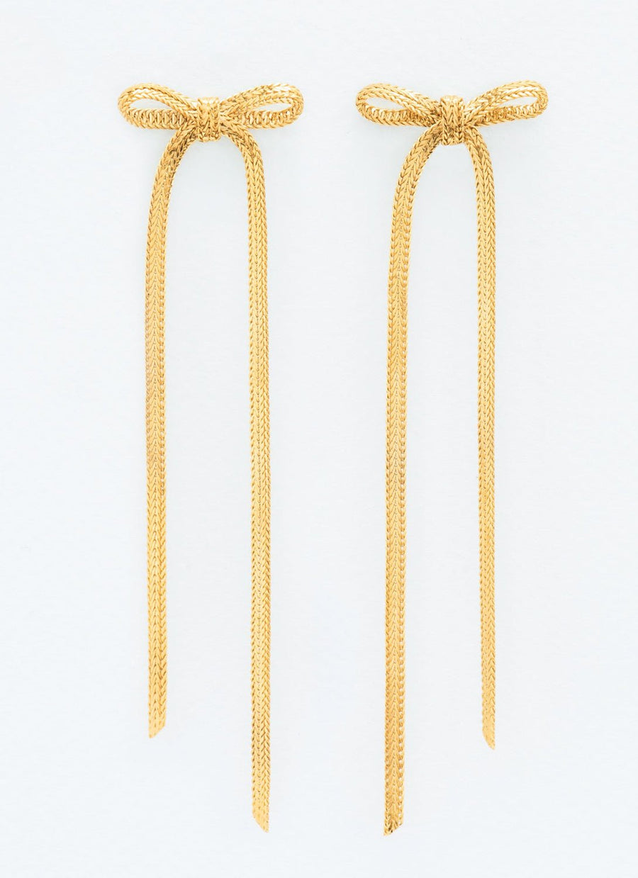 Wouters & Hendrix - Long Bow Earrings in Gold