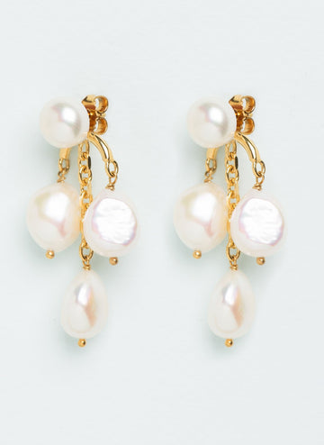 Wouters & Hendrix - Pendant Post Earrings with Pearls in Gold