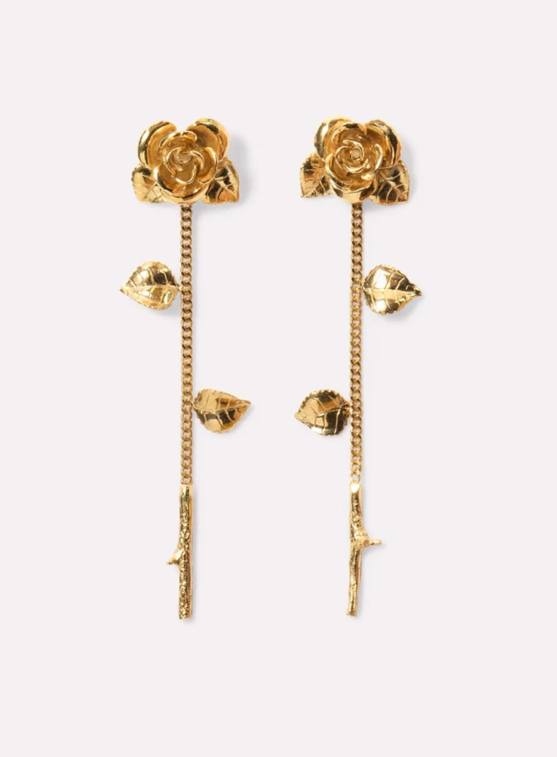 Wouters & Hendrix - Rose Stud Earrings with Detachable Stem in Gold