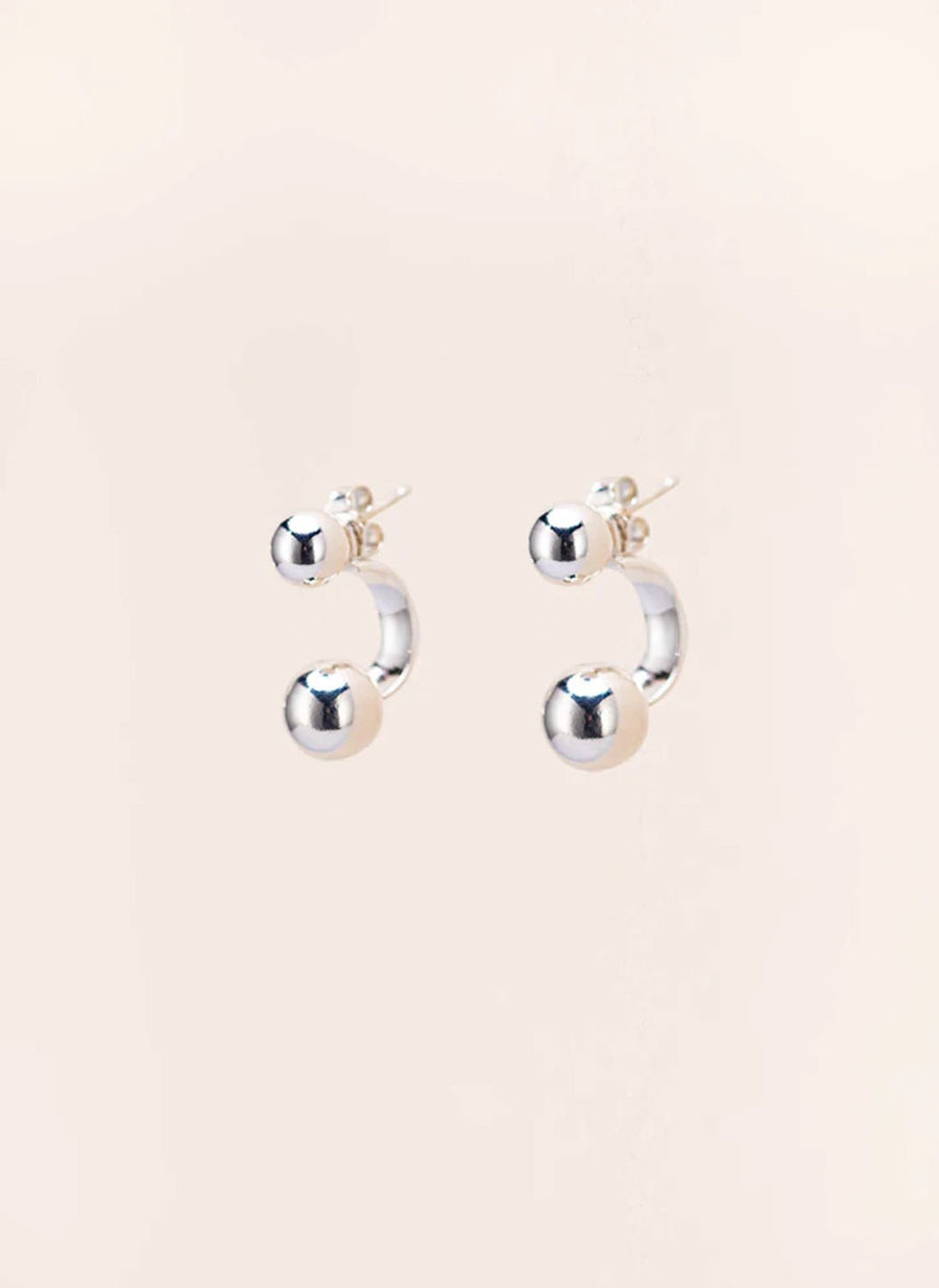 Wouters & Hendrix - Stud Earrings with Floating Spheres in Silver