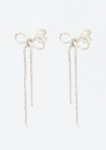 Wouters & Hendrix - Textured Earrings with small Bow in Silver