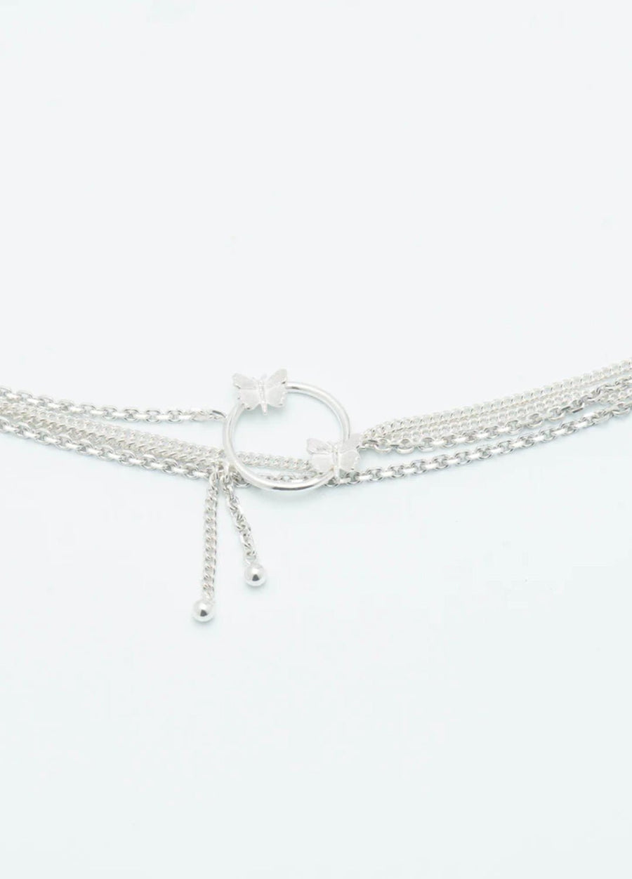 Wouters & Hendrix - Statement Butterfly Bracelet with Dangling Spheres in Silver