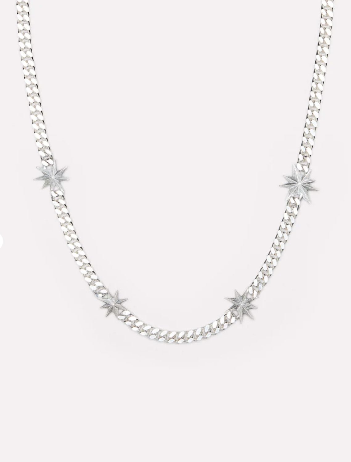 Wouters + Hendrix - Curb Chain Necklace with Stars in Silver