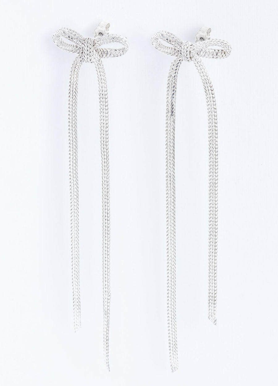 Wouters & Hendrix - Long Bow Earrings in Silver