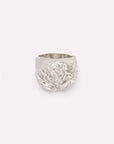 Wouters & Hendrix - Statement Signet Ring with Waffle and Rose Texture in Silver