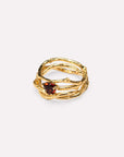 Wouters & Hendrix - Thorned Ring Set with Heart-Shaped Garnet in Gold