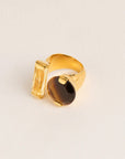 Wouters & Hendrix - Statement Ring with Citrine and Tiger Eye in GOLD