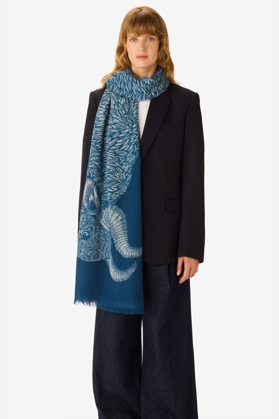 INOUI EDITIONS -Walter 100cm Scarf in Navy