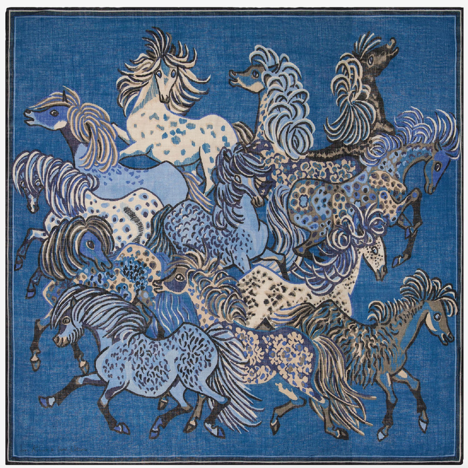 INOUI EDITIONS -130 Western Square Scarf in Blue