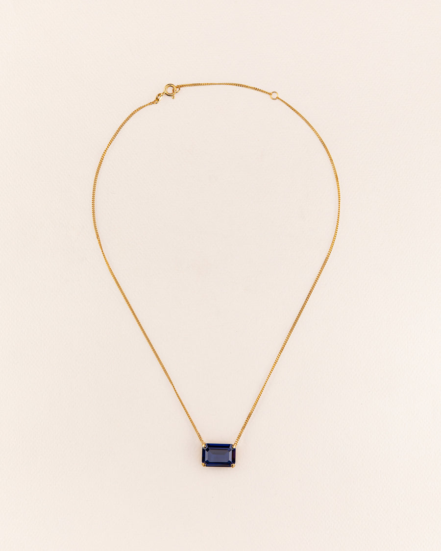 Wouters & Hendrix - Gold Vermeil Necklace with Sapphire Blue Crystal