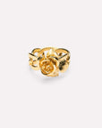 Wouters & Hendrix - Statement Ring with Textured Chain Links and Rose in Gold