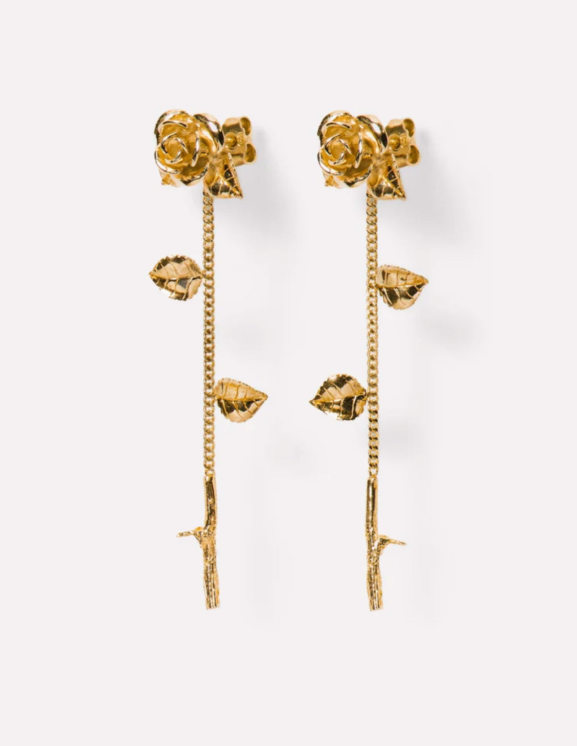 Wouters & Hendrix - Rose Stud Earrings with Detachable Stem in Gold