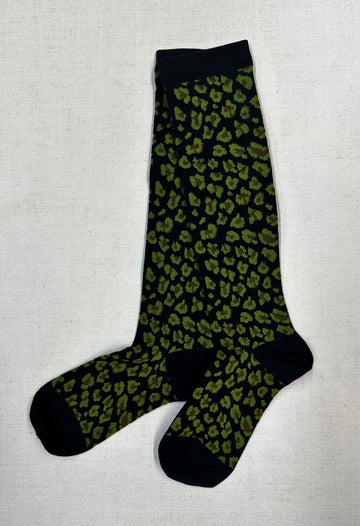 ANTIPAST -  Long Compression Leopard Socks in Navy