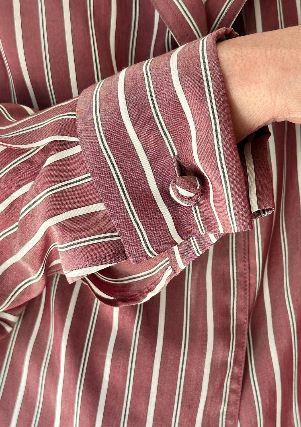 LES PRAIRIES DE PARIS - Silk Chemise in Bordeaux Stripe