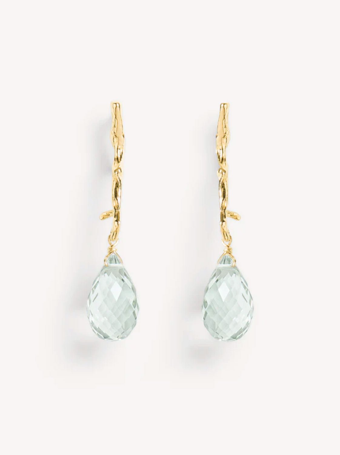 Wouters & Hendrix - Branch Stud Earrings with Green Amethyst Drops