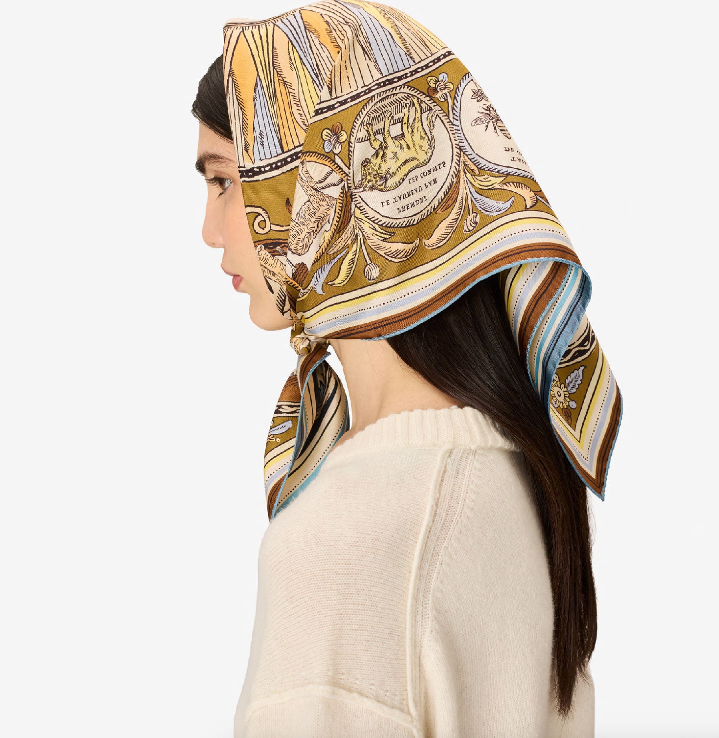 INOUI EDITIONS - Chance 65 Square Scarf in Navy/Gold