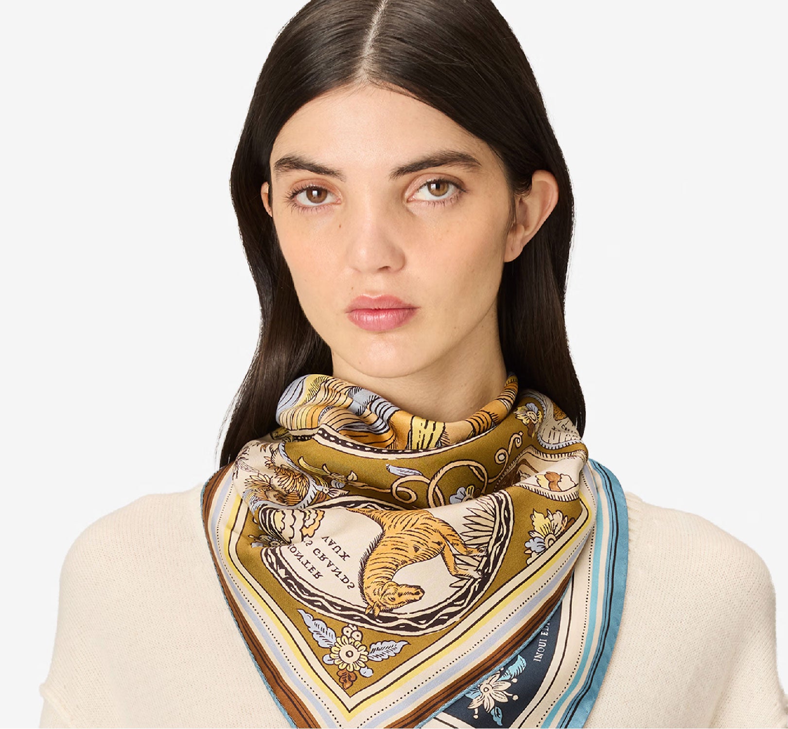 INOUI EDITIONS - Chance 65 Square Scarf in Navy/Gold
