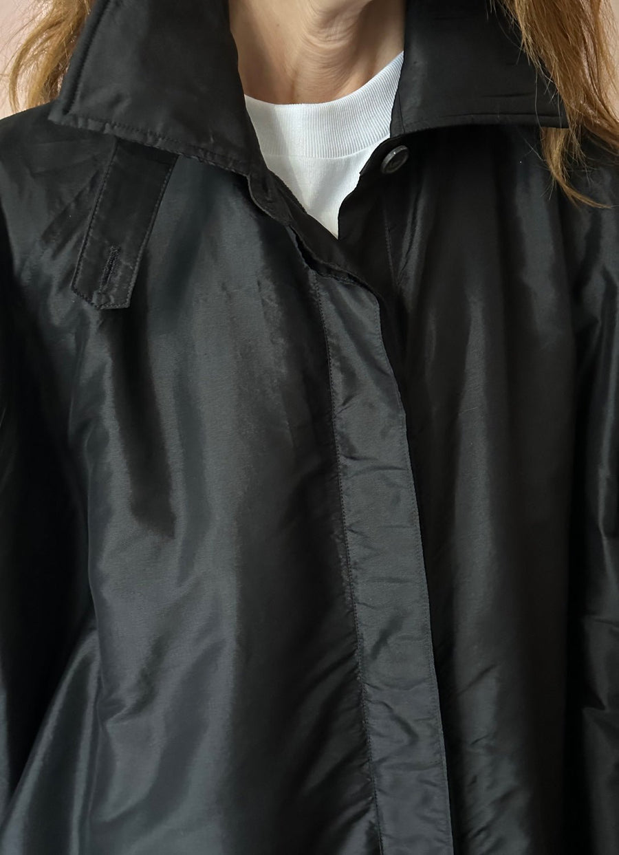 CHRISTIAN PEAU - Vintage Silk Fleece-Lined Coat in Black