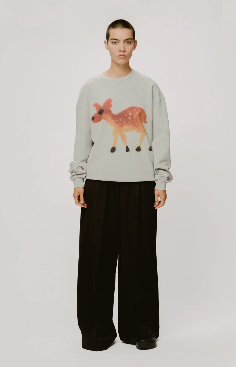 W.I.L.D. A.N.I.M.A.L.S. - Deer Sweatshirt in Grey Melange