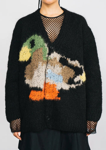 W.I.L.D. A.N.I.M.A.L.S. - Duck, Pigeon Cardigan in black