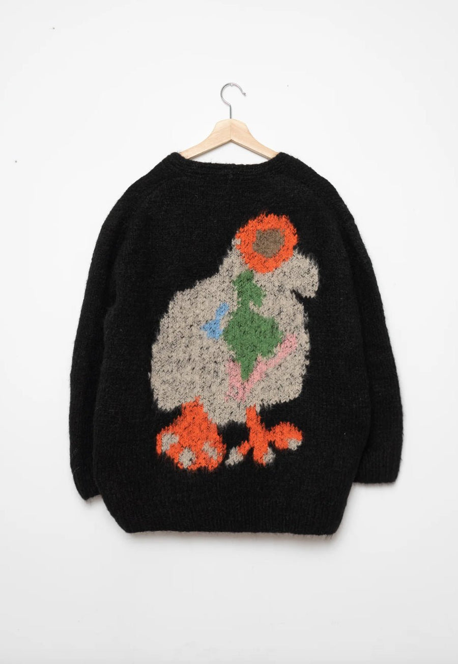 W.I.L.D. A.N.I.M.A.L.S. - Duck, Pigeon Cardigan in black