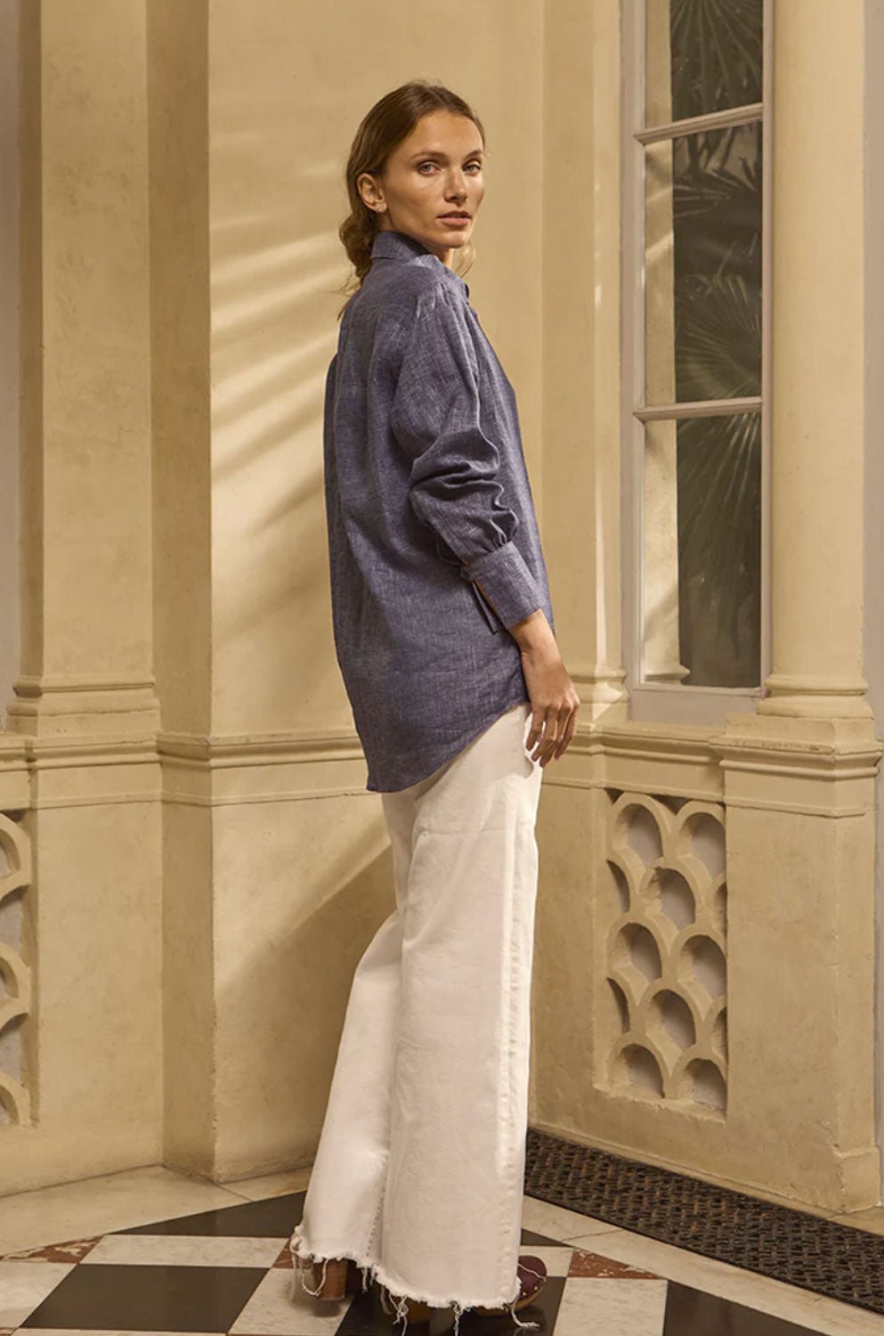 BOURRIENNE - Classic French Collar Shirt VII in Navy Linen