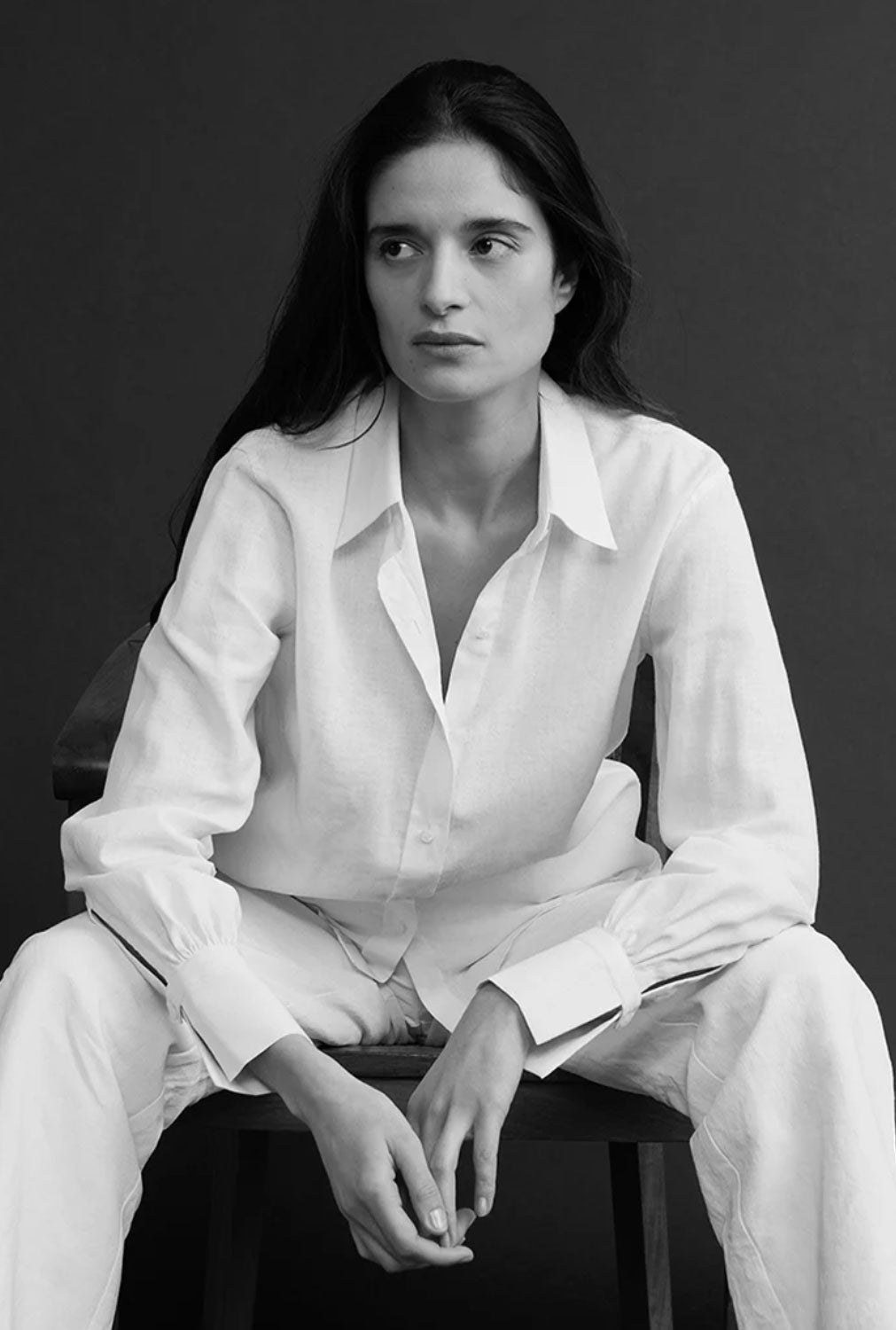 BOURRIENNE - Classic French Collar Shirt VII in White Linen