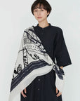 MANIPURI - Inversion Fish Scarf in Off White