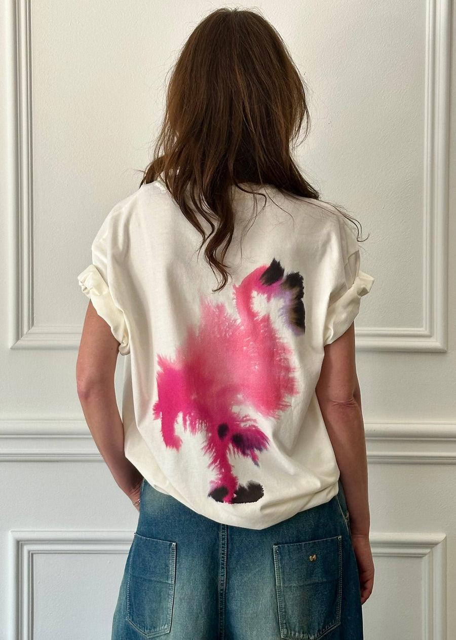 W.I.L.D. A.N.I.M.A.L.S. - Snake Flamingo T-shirt in Natural