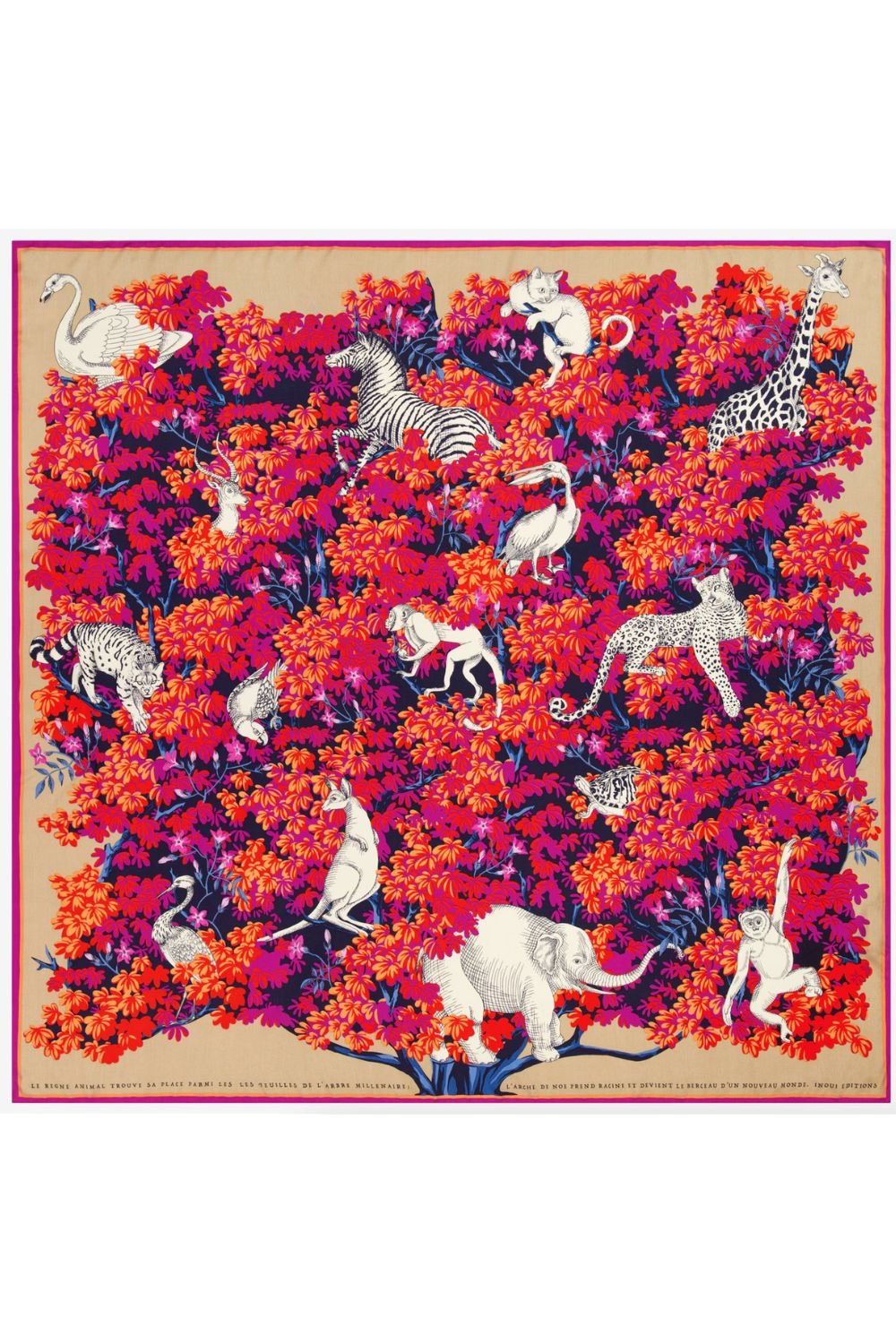 INOUI EDITIONS - BESTIARE 130 SQUARE SCARF in FUCHSIA