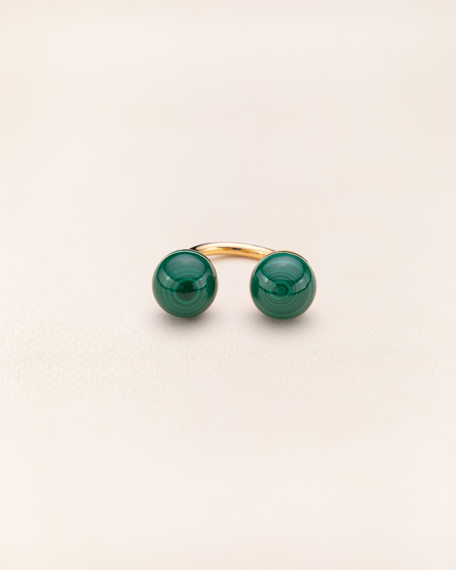Wouters & Hendrix - Gold open ring with green malachite