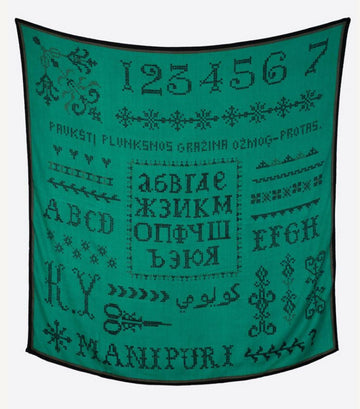 MANIPURI - SAMPLER SCARF in Green/Black