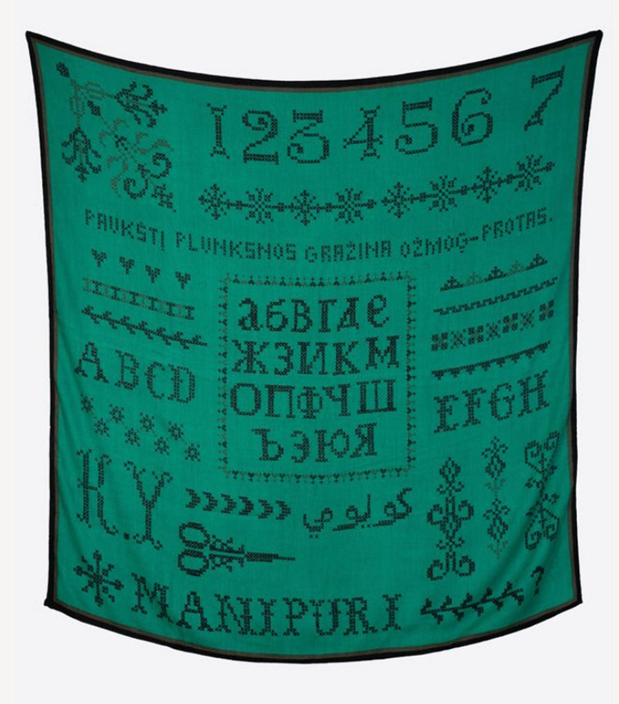 MANIPURI - SAMPLER SCARF in Green/Black