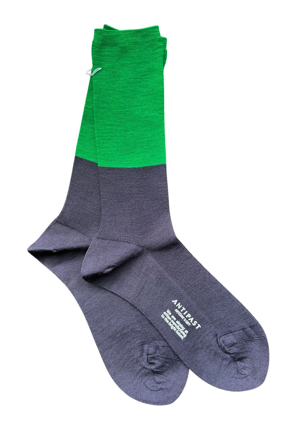 ANTIPAST - Two-Tone Trouser Socks in Navy/Green