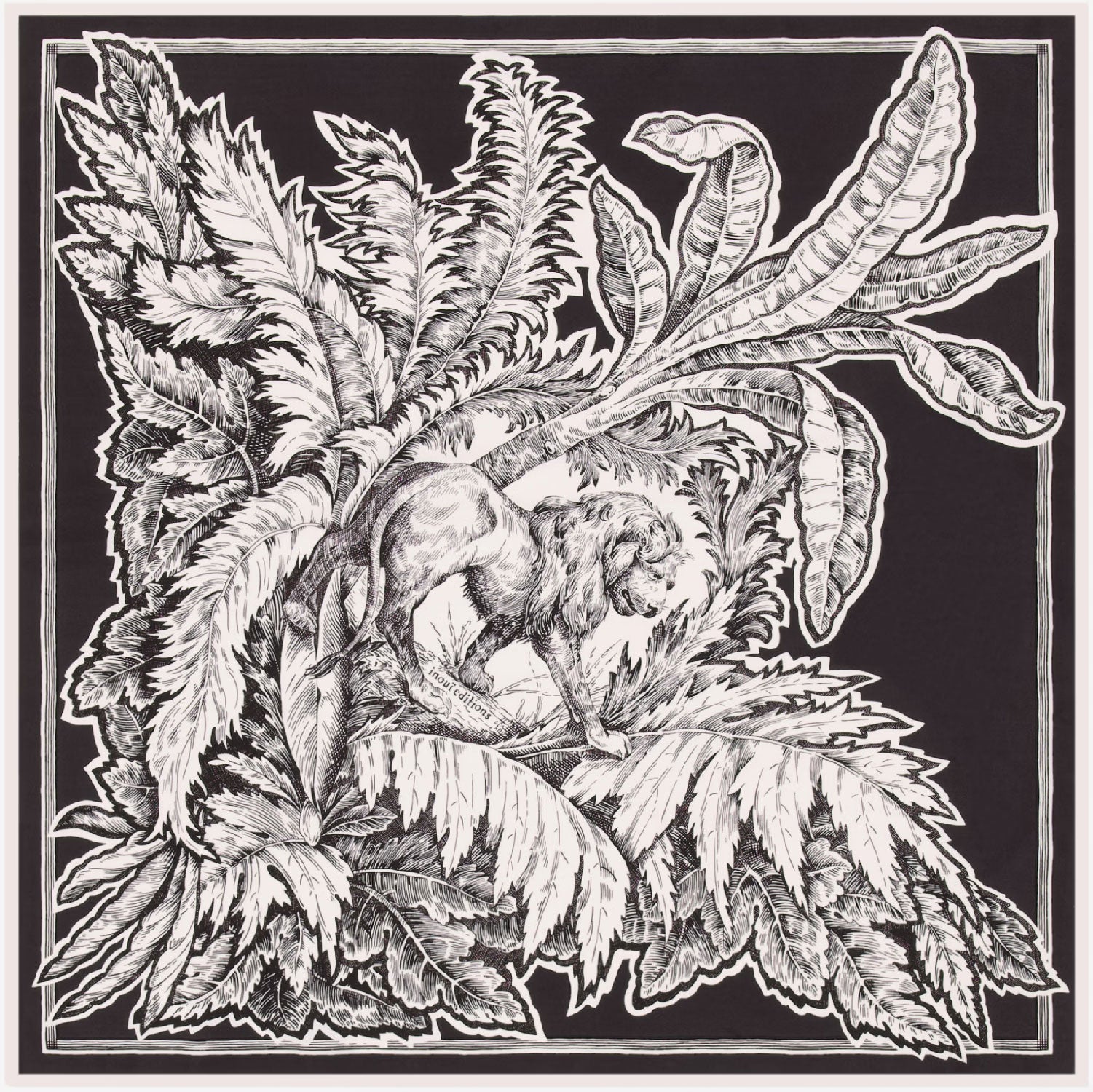 INOUI EDITIONS - BANGALOR Square 65cm Scarf in BLACK