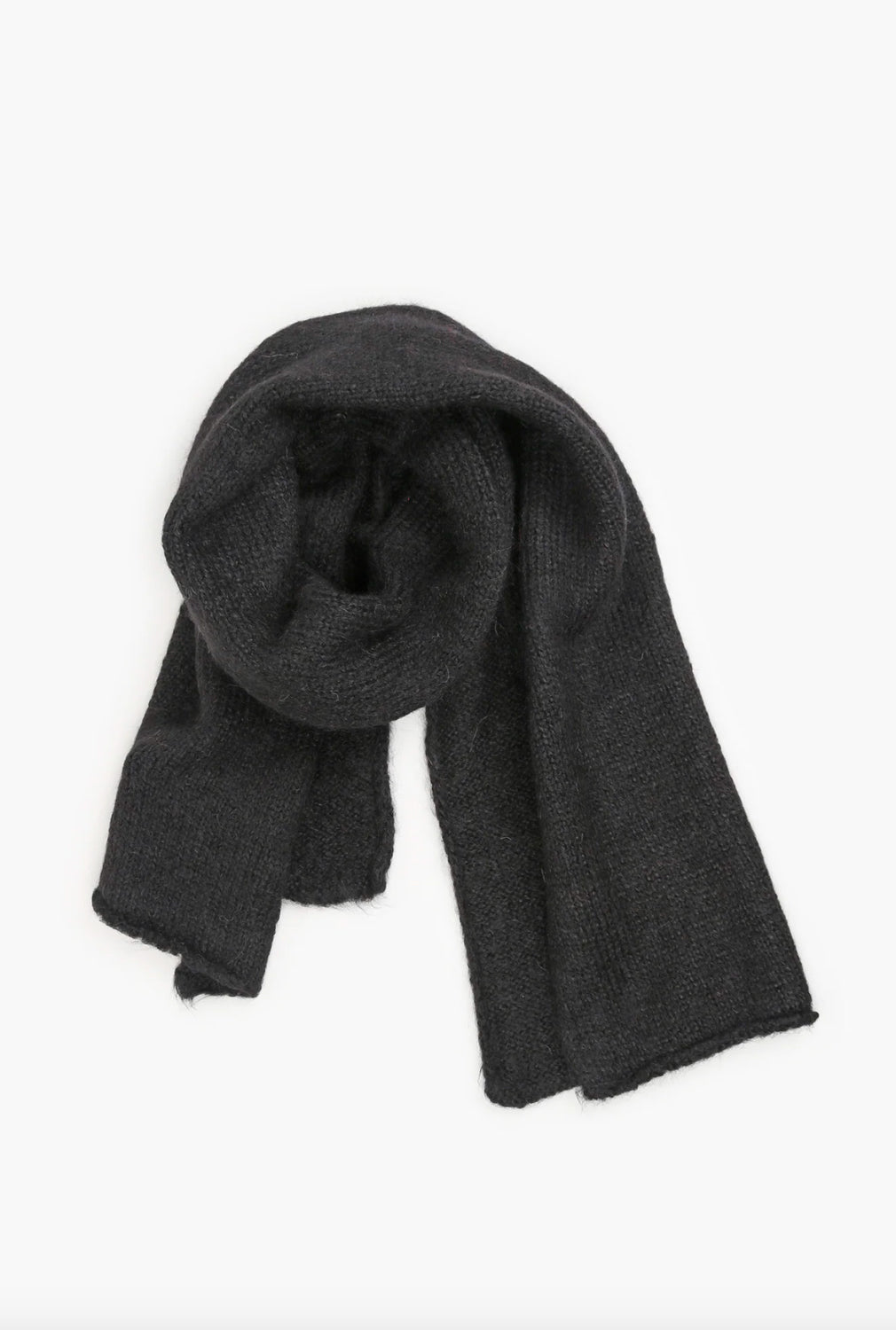 KARAKORAM - Suri Alpaca Knitted Scarf in Black