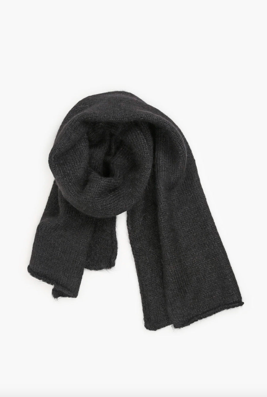 KARAKORAM - Suri Alpaca Knitted Scarf in Black