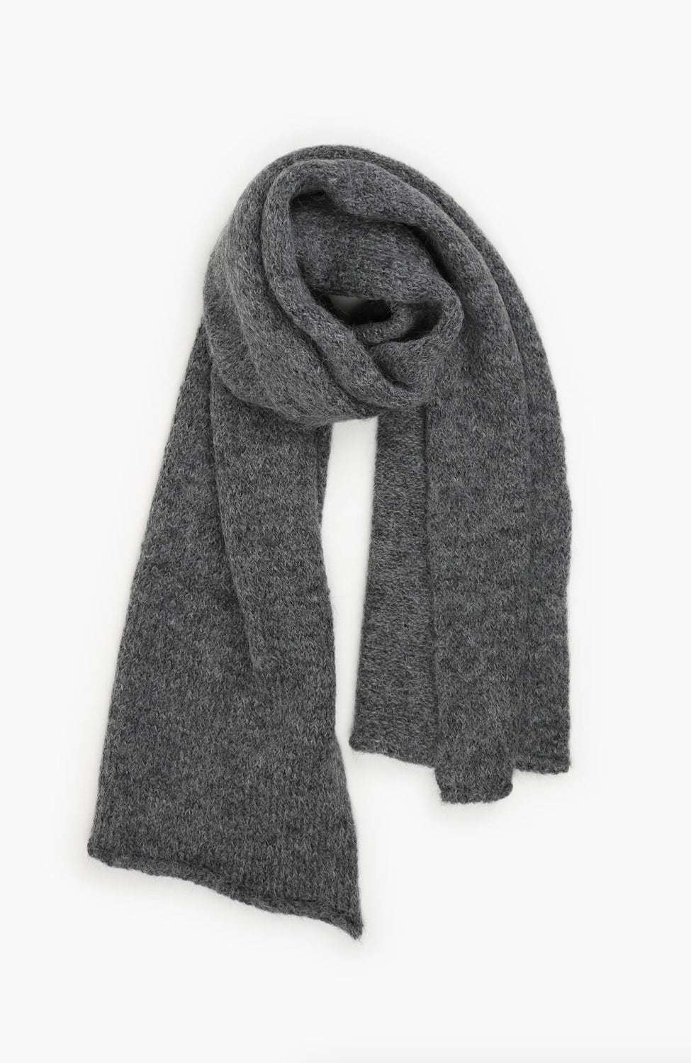 KARAKORAM - Suri Alpaca Knitted Scarf in Granite