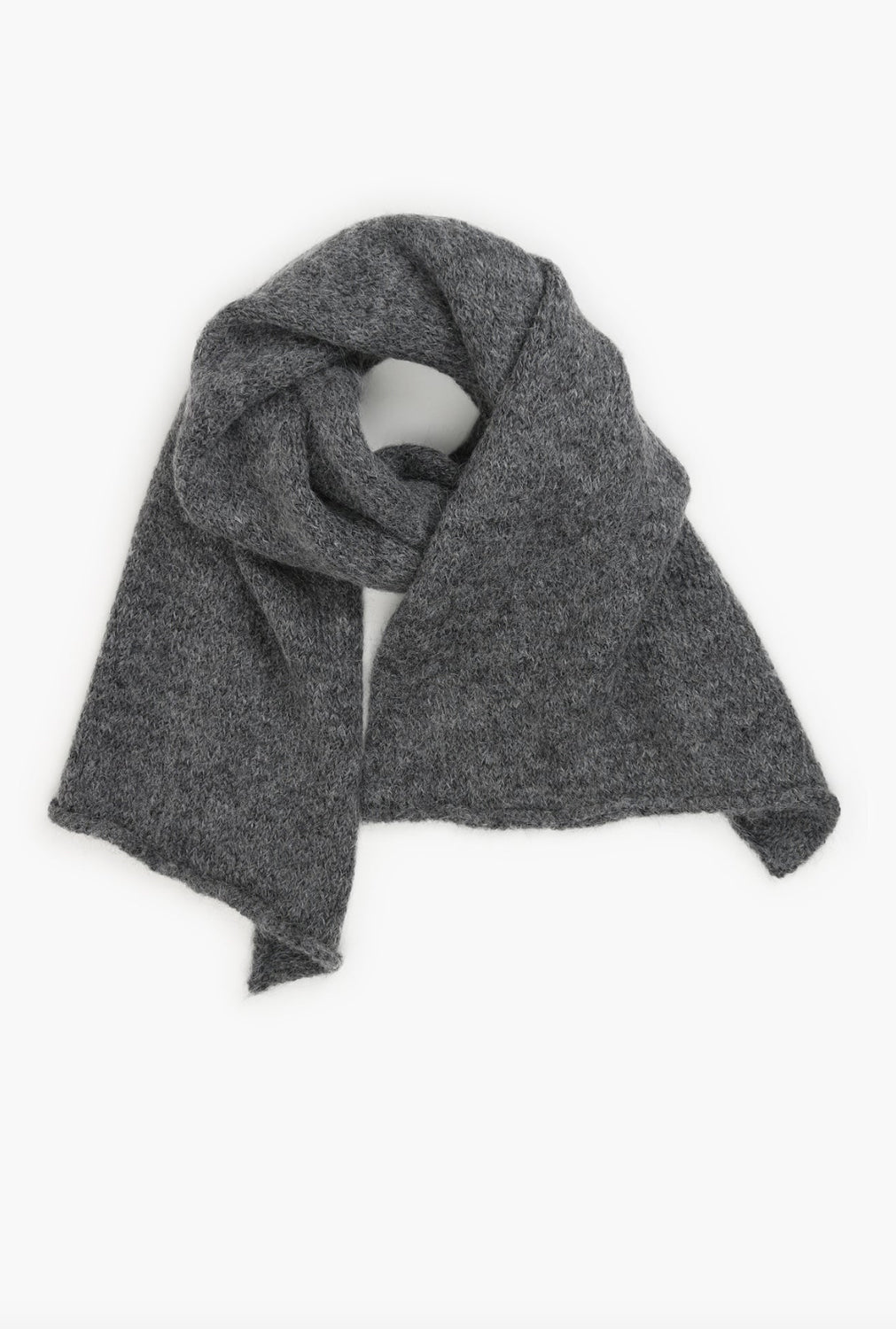 KARAKORAM - Suri Alpaca Knitted Scarf in Granite